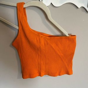 One Shoulder Orange Crop
